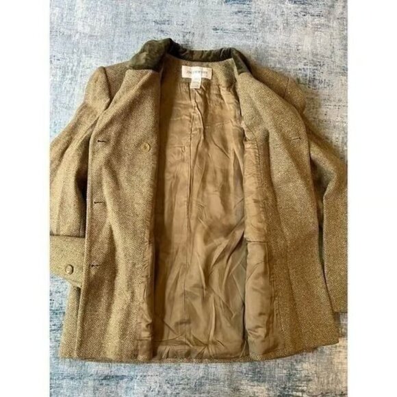 Vintage Jones New York Wool Silk Double Breasted Blazer Velvet Collar Size 12 - Picture 3 of 3